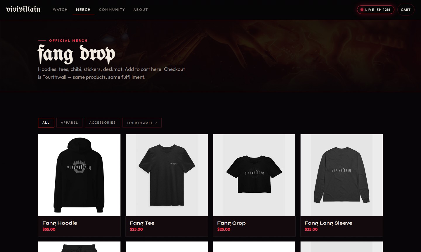 vivivillain.com merch shop